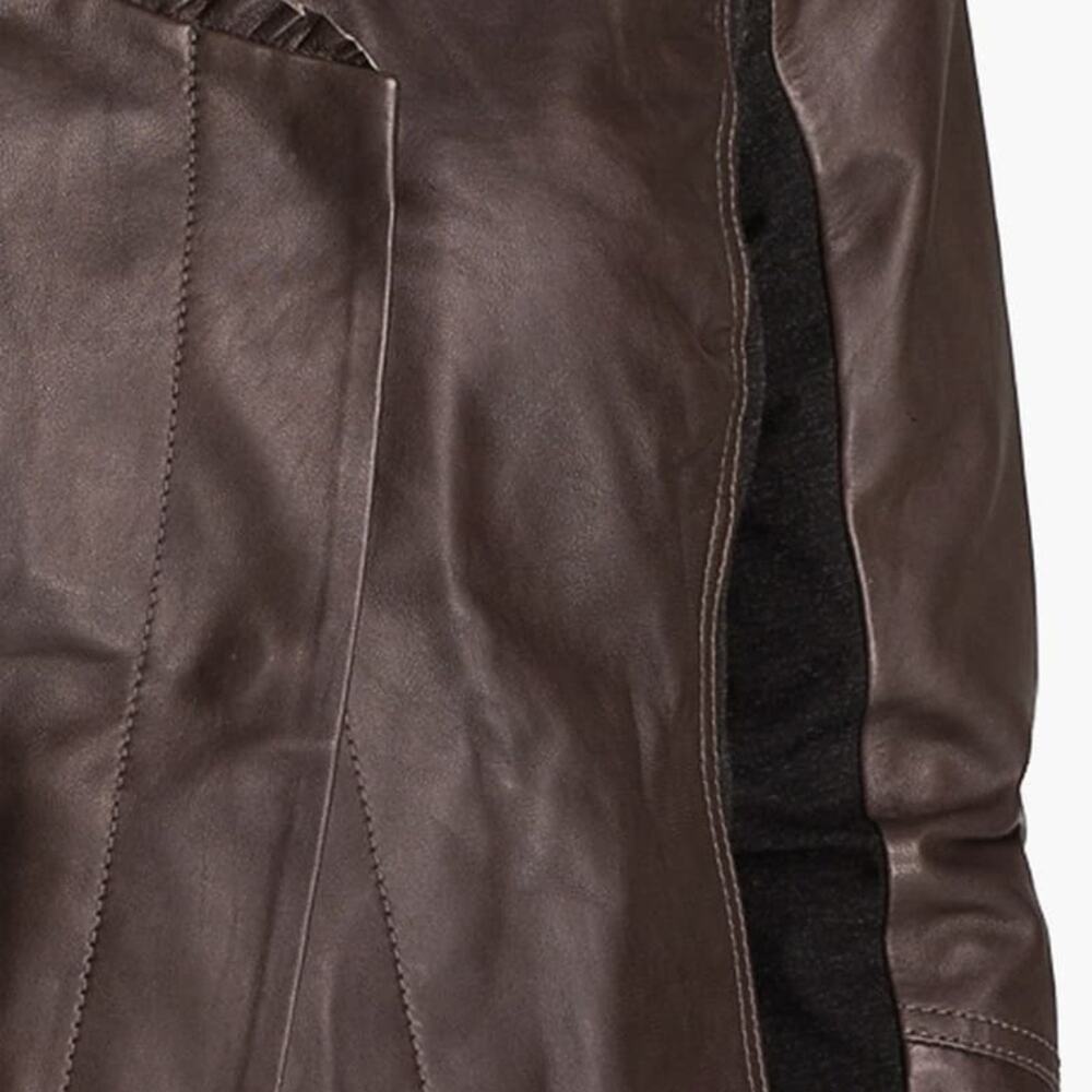 HINGE Ruffle Neck Leather Jacket Small - Picture 3 of 8